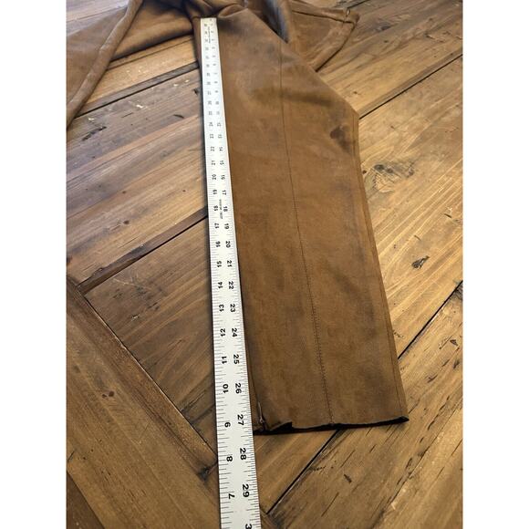 Zara Women’s Vegan Faux Suede Straight Leg Pants Size XL Ankle Zip Slacks - Picture 9 of 15